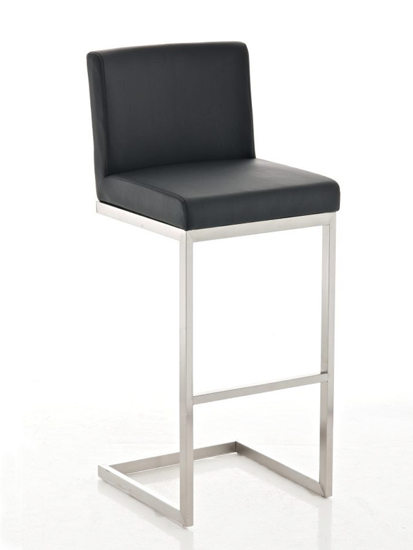 Černá barová židle s nerezovou podnoží